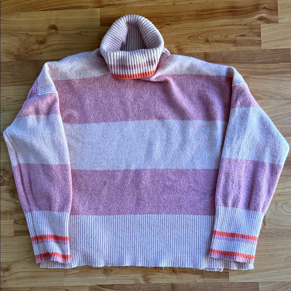 J. Crew Pink Striped Turtleneck Sweater Size S